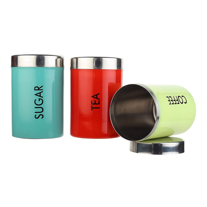 STEEPLE Tea Sugar Coffee Containers Stainless Steel Grocery Containers Storage Box Kitchen Containers Multicolour - Image 3