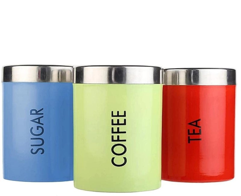STEEPLE Tea Sugar Coffee Containers Stainless Steel Grocery Containers Storage Box Kitchen Containers Multicolour - Image 2