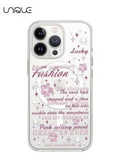 Compatible with iPhone 14 Pro Max Case, Compatible with MagSafe Case, Pink Text Graffiti Case, Pink Pentagram Case, TPU Drop Protection - Clear