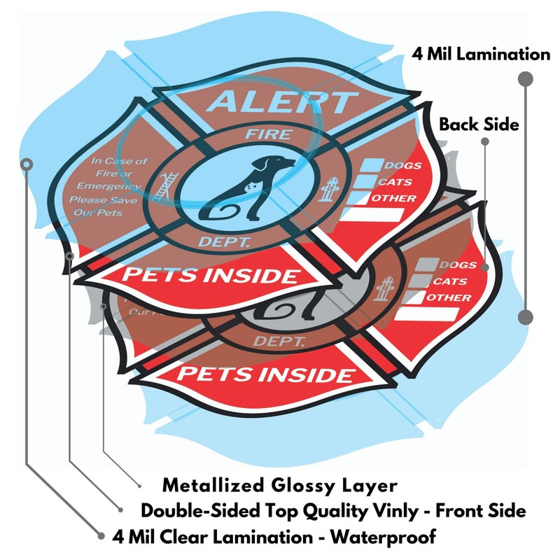 CLEVER SIGNS Pet Alert Sticker - Double-Sided 10 Decals  Rescue Pet Decals for Home Windows & Doors - UV Resistant & Waterproof  - Image 2