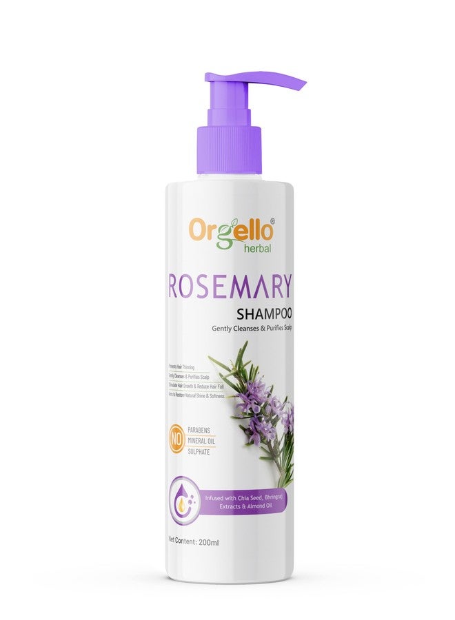 Orgello Herbal Rosemary Natural Shampoo - Gentle, Refreshing Formula for All Hair Types, Pack of 1-200ml - Image 1
