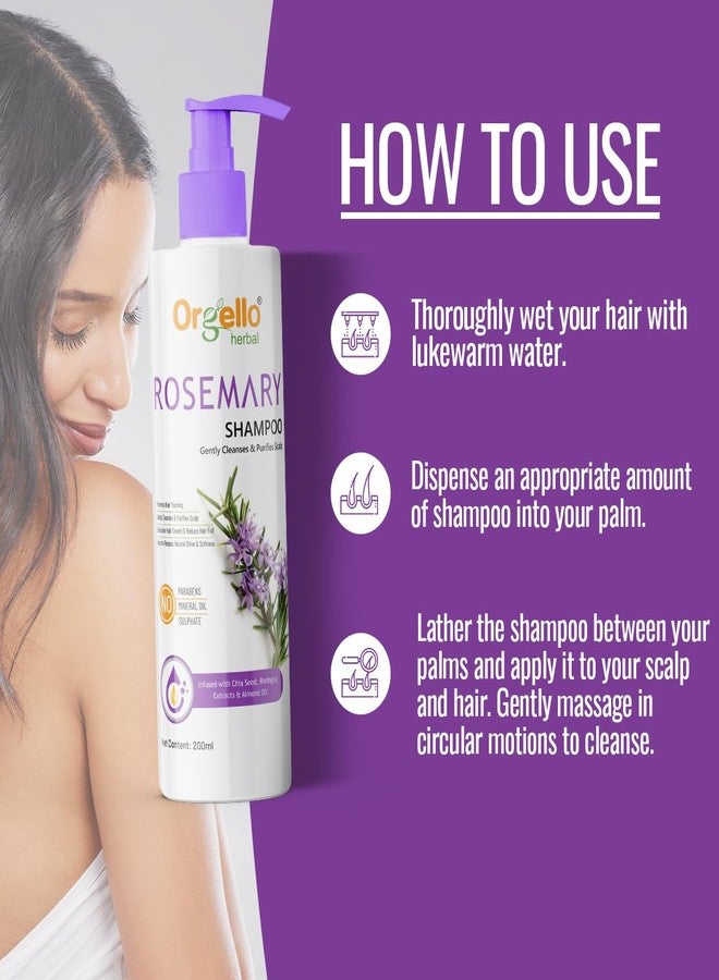 Orgello Herbal Rosemary Natural Shampoo - Gentle, Refreshing Formula for All Hair Types, Pack of 1-200ml - Image 4