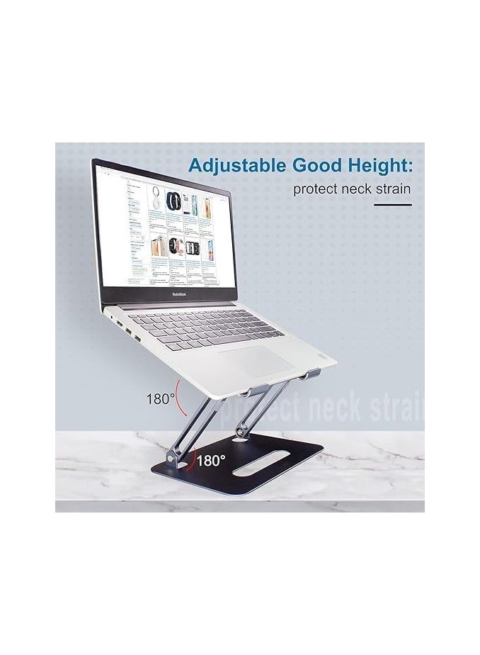 حامل كمبيوتر محمول، مريح وقابل للتعديل في الارتفاع/الزاوية، قابل للطي، غير قابل للانزلاق، مصنوع من سبائك الألومنيوم، يتحمل حتى 20 رطلاً، متوافق مع أجهزة MacBook Air/Pro/Dell XPS/HP/Lenovo، وغيرها، مقاس 10-16 بوصة - Image 2