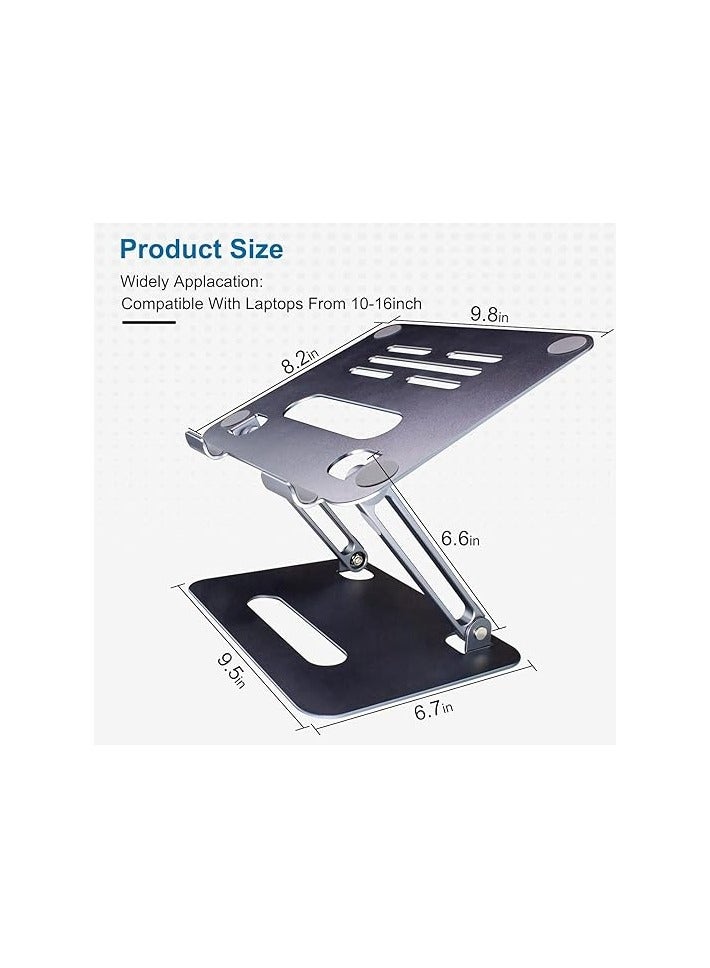 حامل كمبيوتر محمول، مريح وقابل للتعديل في الارتفاع/الزاوية، قابل للطي، غير قابل للانزلاق، مصنوع من سبائك الألومنيوم، يتحمل حتى 20 رطلاً، متوافق مع أجهزة MacBook Air/Pro/Dell XPS/HP/Lenovo، وغيرها، مقاس 10-16 بوصة - Image 4