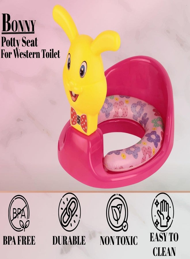 Zerya Kids Toilet Trainer Baby Potty Seat With Rabbit Handle And Back Support Toilet Seat For Girls & Boys (Pink) - Image 4
