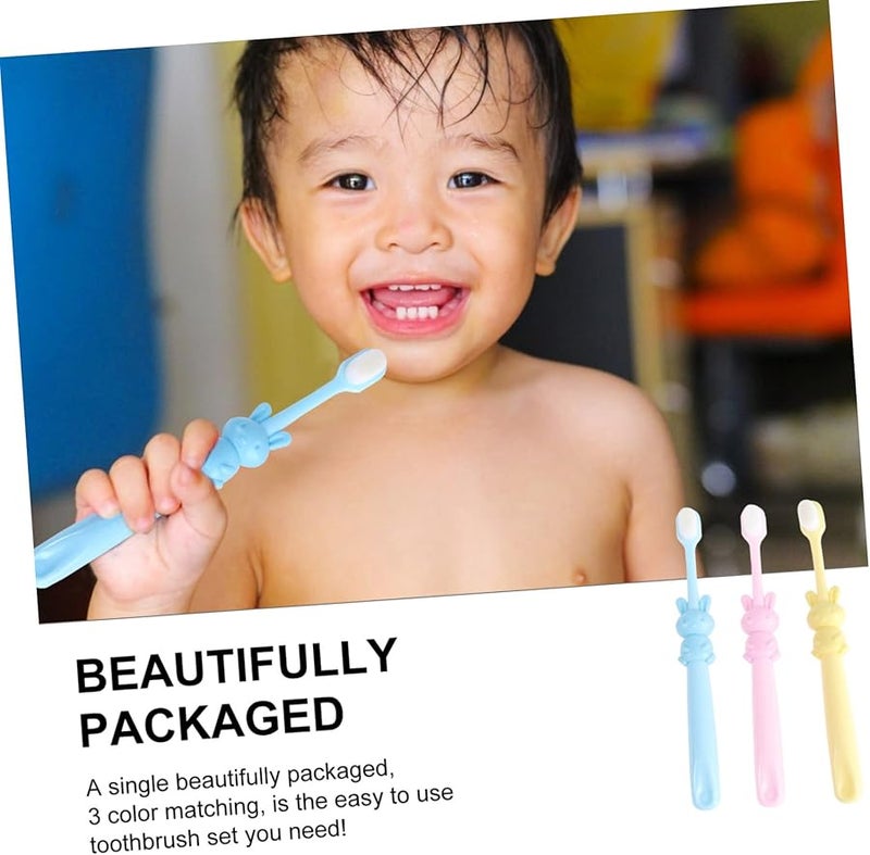 3Pcs Cartoon Manual Toothbrushes Soft Bristles For Kids Ergonomic Grip - Image 3