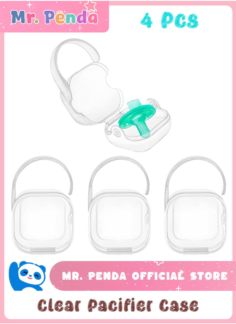 Mr. Penda - 4 Pack Pacifier Box, Pacifier Holder Box Pacifier, Clip on Pacifier Holder Box Pacifier Box Pacifier Accessories Transparent Hook Design - Image 1