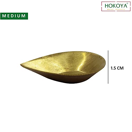 HOKOYA Pital Formal Diya Sets for Diwali / Dussehra / Evening Puja in Home / Mandir / Temple (Medium, 12) - Image 4