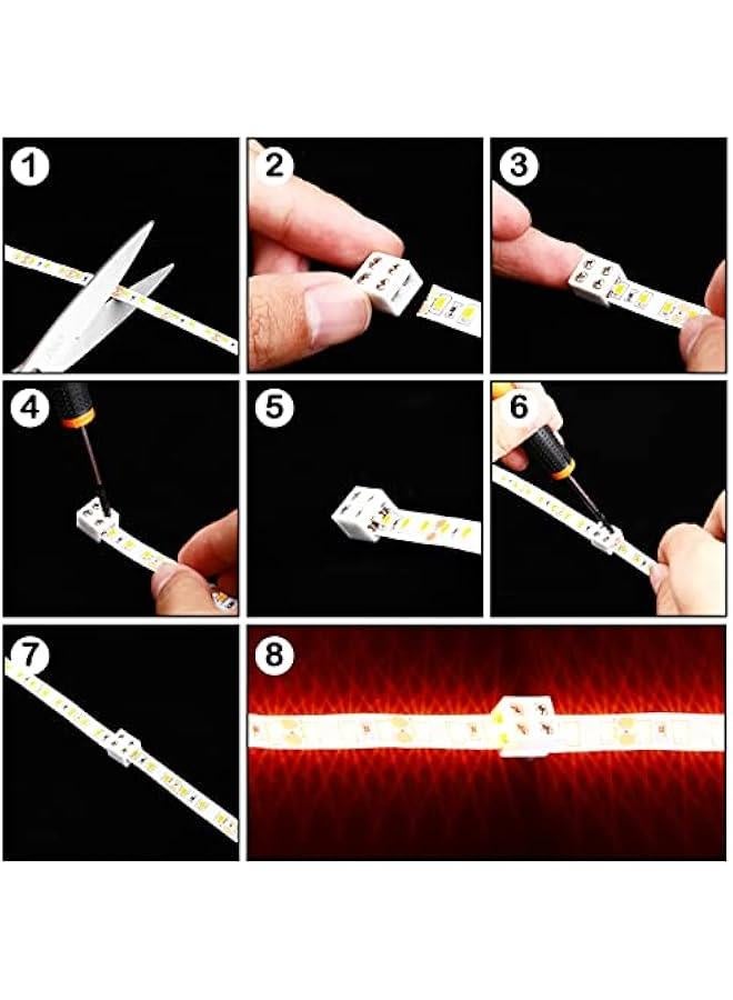 موصل شريط LED بدون لحام لـ100 قطعة تثبت الشريط LED بشكل آمن بواسطة محطات البرغي والمفك، مصممة للإضاءة الديكورية بألوان LED ذات الجهد المنخفض 5 فولت أو 12 فولت أو 24 فولت.  - Image 5