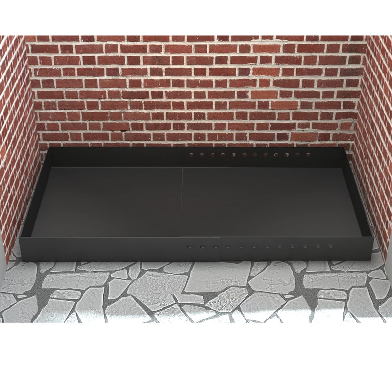 Flehomo Adjustable Fireplace Tray Expandable Ash Pan for Ash Collection Galvanized Steel Ember Holder Fireplace Pan with Powder Coating Nuts and Bolts Included Black Rectangle