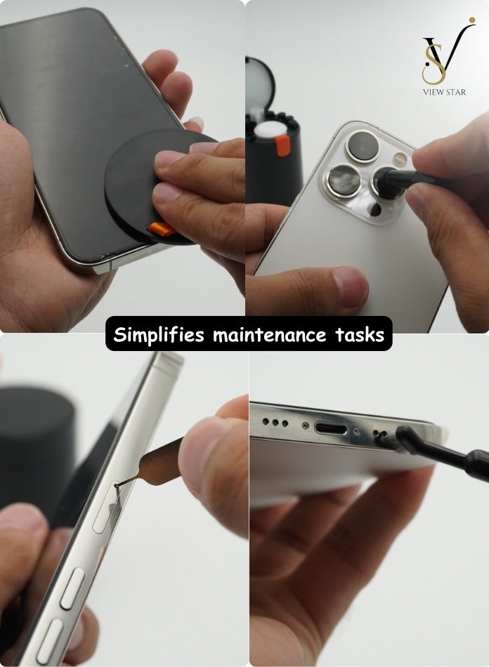 VIEW STAR مجموعة تنظيف متعددة الوظائف Viewstar 20 في 1 للأجهزة الإلكترونية – مجموعة فرش تنظيف محمولة للوحة المفاتيح، سماعات الأذن، اللابتوب، الهاتف، والأجهزة – تصميم مدمج وصديق للسفر - Image 4