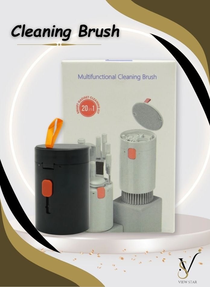VIEW STAR مجموعة تنظيف متعددة الوظائف Viewstar 20 في 1 للأجهزة الإلكترونية – مجموعة فرش تنظيف محمولة للوحة المفاتيح، سماعات الأذن، اللابتوب، الهاتف، والأجهزة – تصميم مدمج وصديق للسفر - Image 1