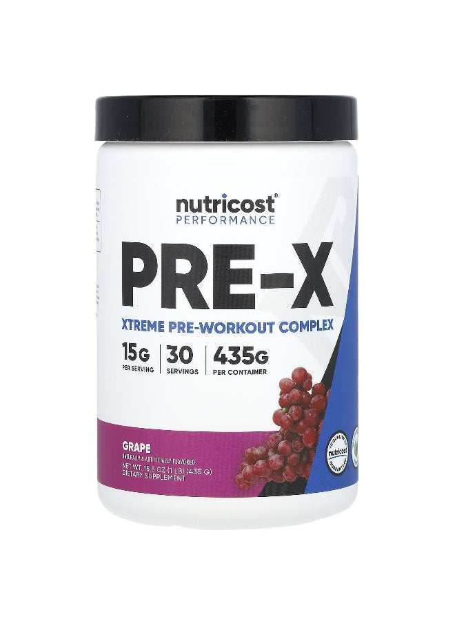 Nutricost Nutricost, Performance, PRE-X, Xtreme Pre-Workout Complex, Grape, 1 lb (435 g)  - Image 1