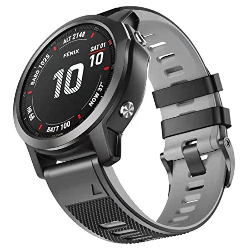 Dado Double Color Dotted Silicone Strap Compatible with Garmin Fenix 5/6/6 Pro/5 Plus, Approach S60 (22mm) – Breathable Sport Band - Image 2