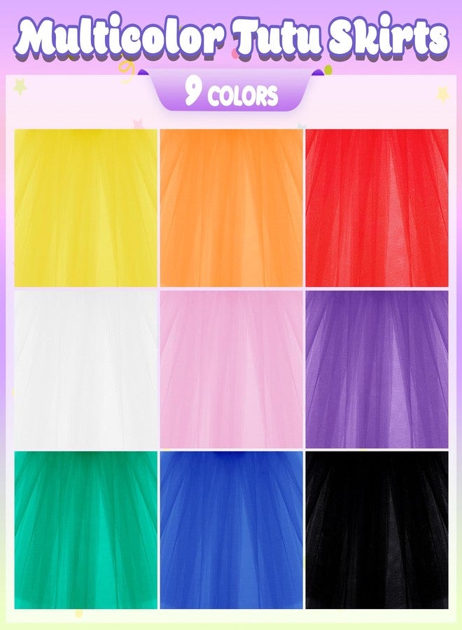 Hoemwarm 9 PCS 4 Layers Tutu Skirt for Toddler Girls, Princess Tutu Dresses for Toddler Girls 2-8 Years Birthday Party Fluffy Tulle Tutu Dresses Multicolor - Image 2