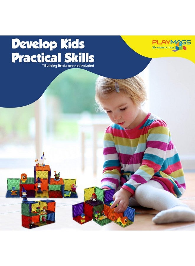 Playmags Magnetic Tiles 18Pcs Magnetic Building Bricks Exclusive Magnetic Blocks Skill Development Ages 3+ (Small Bricks Tiles) - Image 5