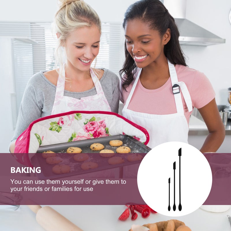 3Pcs Silicone Cream Baking Scrapers Cake Baking Scrapers Baking Tools (Black) - Image 4