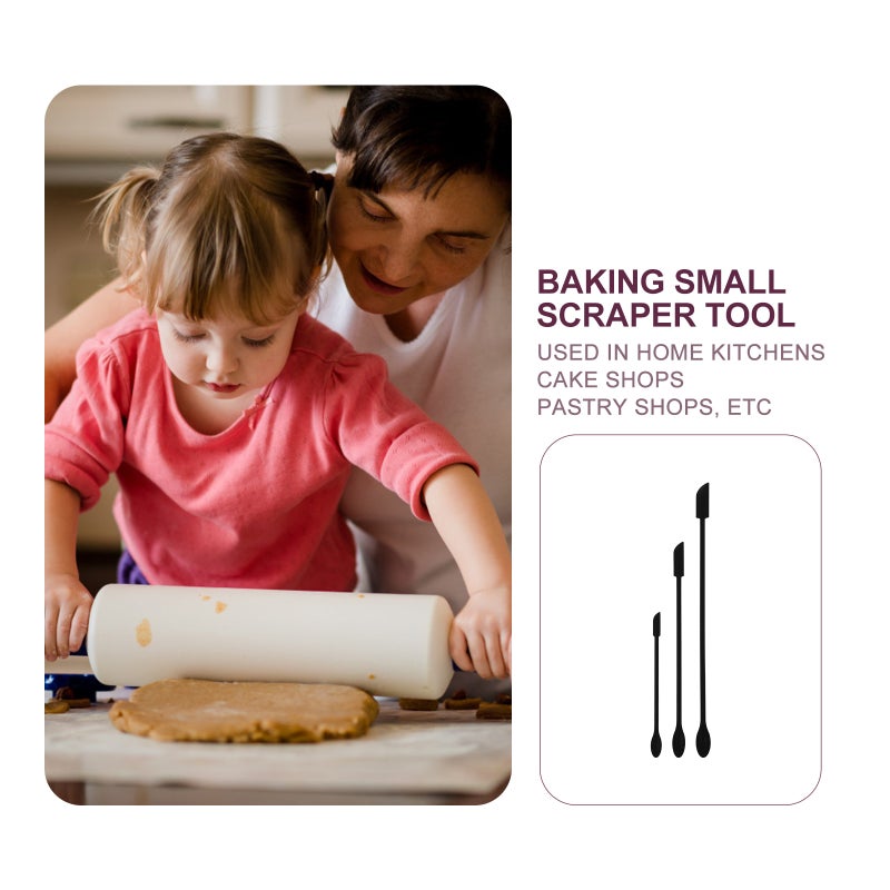3Pcs Silicone Cream Baking Scrapers Cake Baking Scrapers Baking Tools (Black) - Image 2