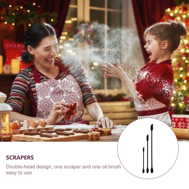 3Pcs Silicone Cream Baking Scrapers Cake Baking Scrapers Baking Tools (Black) - Image 3