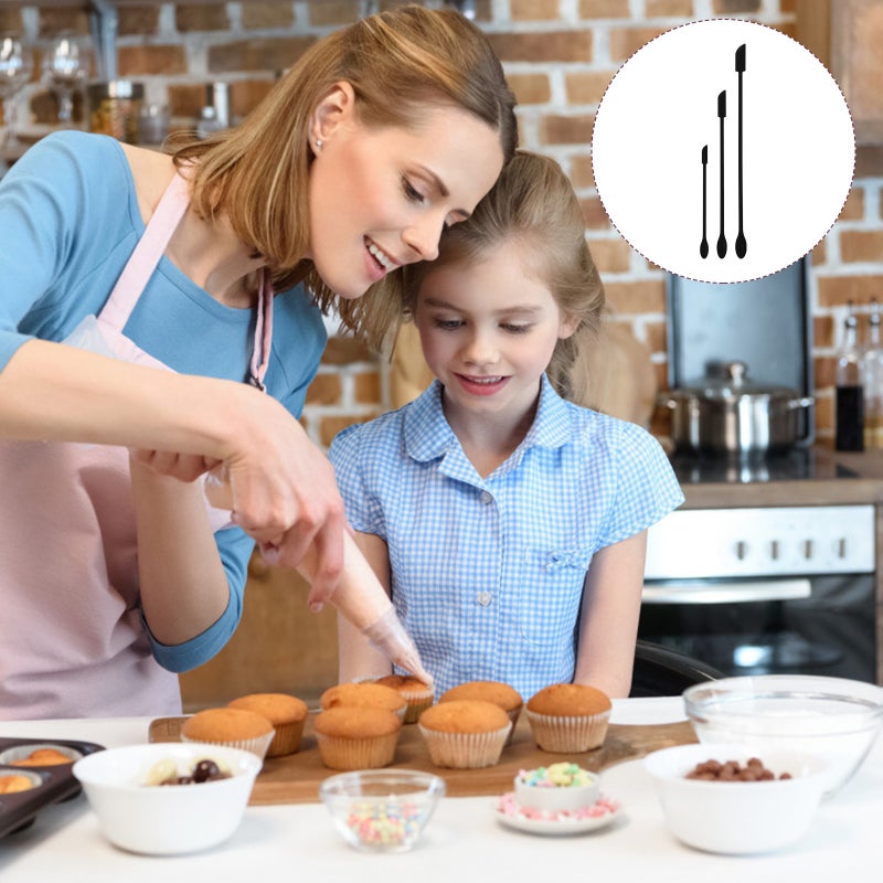 3Pcs Silicone Cream Baking Scrapers Cake Baking Scrapers Baking Tools (Black) - Image 1