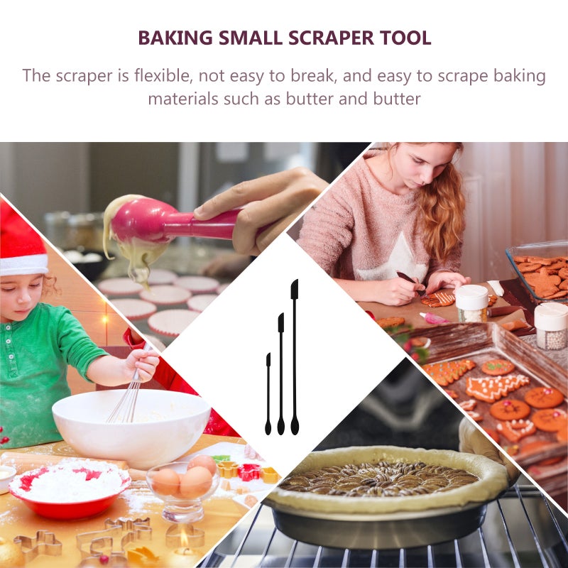 3Pcs Silicone Cream Baking Scrapers Cake Baking Scrapers Baking Tools (Black) - Image 5