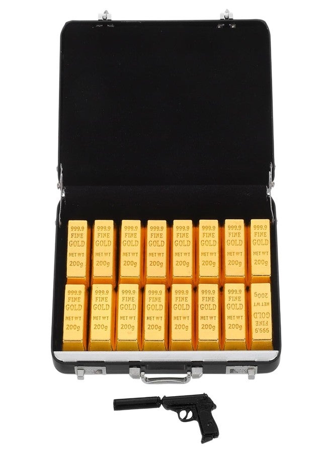 VOSAREA 1set Miniature Suitcase Model Gold Bar Decor Dollhouse Accessories for Realistic Home Scenes and Collectibles for Desk Ornaments and Mini House Layouts - Image 1