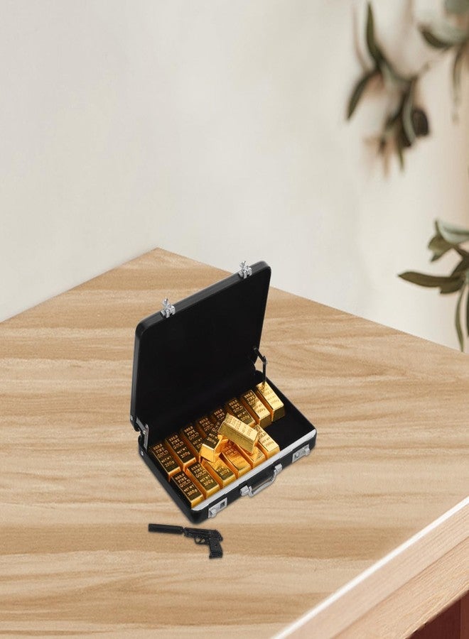VOSAREA 1set Miniature Suitcase Model Gold Bar Decor Dollhouse Accessories for Realistic Home Scenes and Collectibles for Desk Ornaments and Mini House Layouts - Image 3