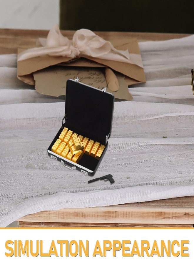 VOSAREA 1set Miniature Suitcase Model Gold Bar Decor Dollhouse Accessories for Realistic Home Scenes and Collectibles for Desk Ornaments and Mini House Layouts - Image 4