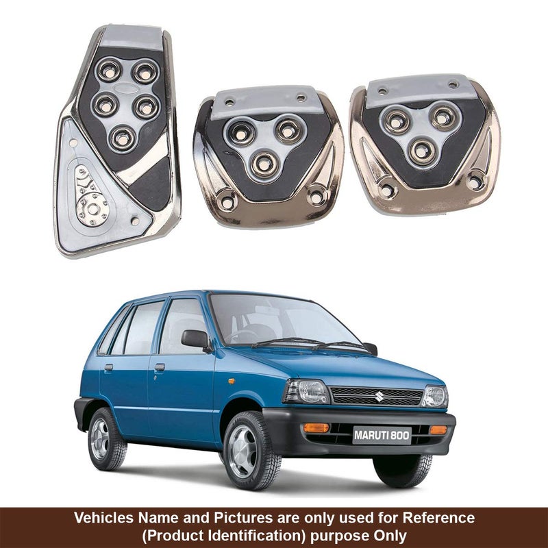 Oshotto 3 Pcs Non-Slip Manual CS-375 Car Pedals kit Pad Covers Set Compatible with Maruti Suzuki 800 (Grey) - Image 2