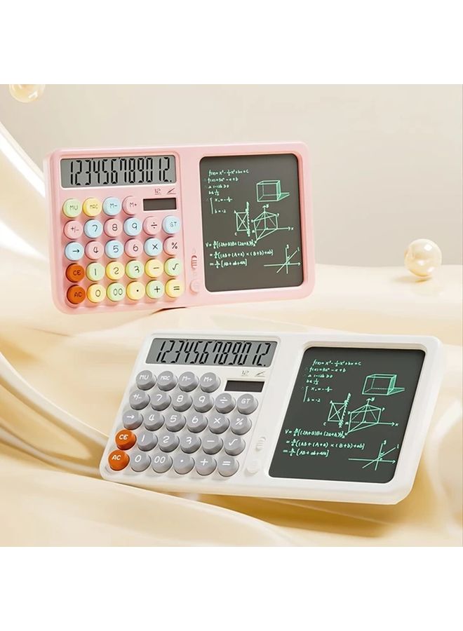 White Grey Desktop Calculator Handwriting Board Memo Assistant Dual Power Large Screen - Image 3