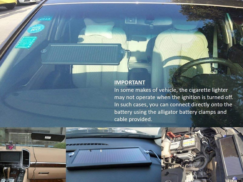 Sunway Solar Car Battery Trickle Charger & Maintainer 12V Solar Panel Power Battery Charger With Cigarette Lighter Plug Battery Clamp For Car Automotive Motorcycle Boat Marine Snowmobile Watercraft Rv - Image 4