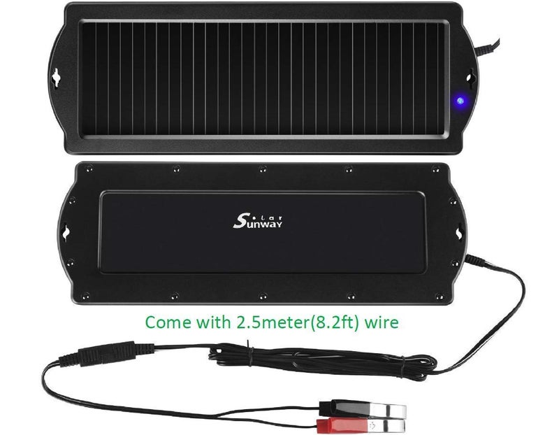 Sunway Solar Car Battery Trickle Charger & Maintainer 12V Solar Panel Power Battery Charger With Cigarette Lighter Plug Battery Clamp For Car Automotive Motorcycle Boat Marine Snowmobile Watercraft Rv - Image 5