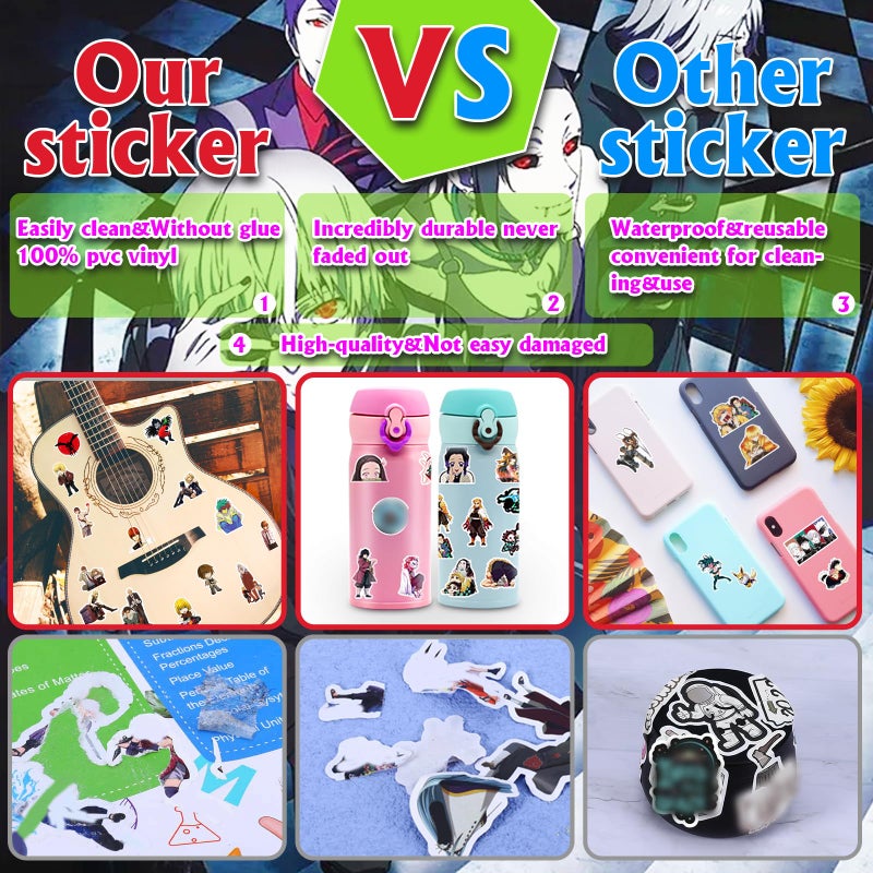Arme Large Anime Stickers Mixed Pack,600Pcs Mixed with Classic Anime Theme Sticker Pack, Valentine's Day Vinyl Waterproof Stickers for Bottles, Laptops, Skateboards&Notebooks for Adults&Kids&Teens - Image 3