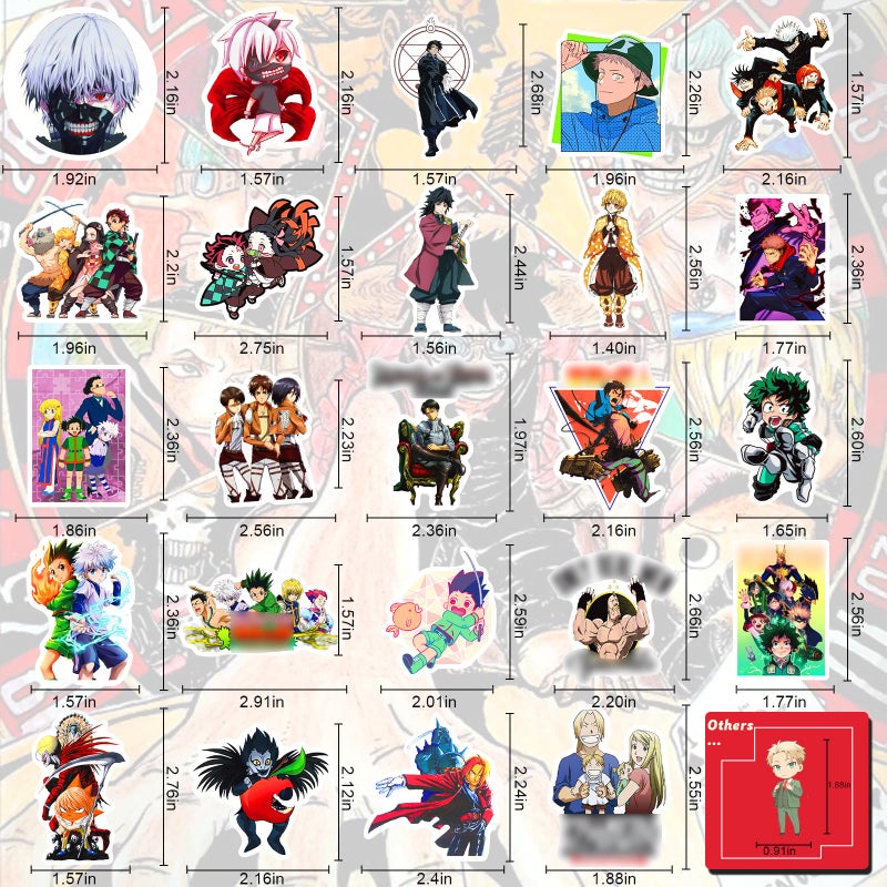 Arme Large Anime Stickers Mixed Pack,600Pcs Mixed with Classic Anime Theme Sticker Pack, Valentine's Day Vinyl Waterproof Stickers for Bottles, Laptops, Skateboards&Notebooks for Adults&Kids&Teens - Image 2