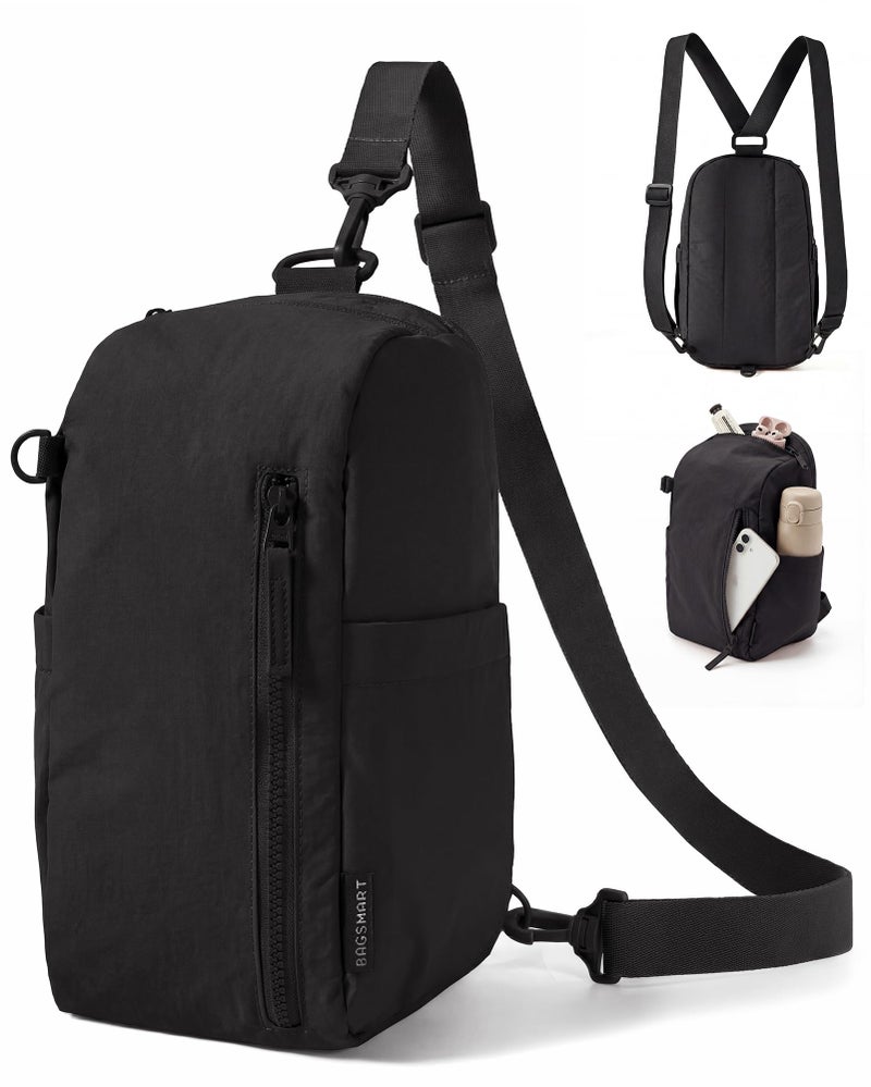 BAGSMART Small Sling Bag for Women Fast Track Crossbody Bag Mini Backpack purse for Daily Travel Gym Black - Image 2