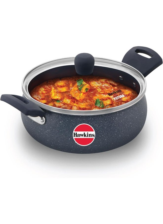Hawkins 3 Liters Ceramic Non Stick Handi With Glass Lid,Induction Compatible ,Grey  - Image 1