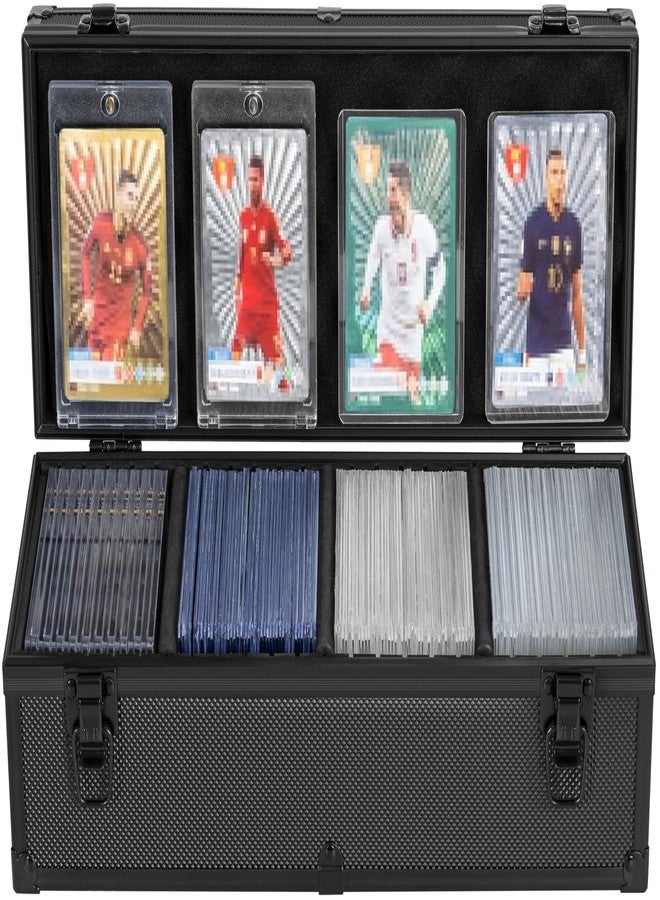 OUUTMEE Toploaders Storage Box for 3" x 4" 35pt Rigid Card, Top Loader Storage with 3 Partition Holds 300+ Toploaders, Magnetic Card Holders - Image 1