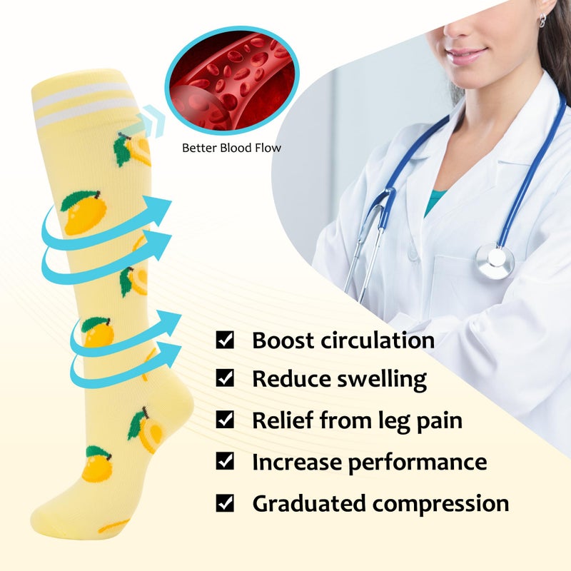 fenglaoda Compression Socks for Women Men Support Circulation 6 Pairs Socks For Nurse, Travel, Flight - Image 4