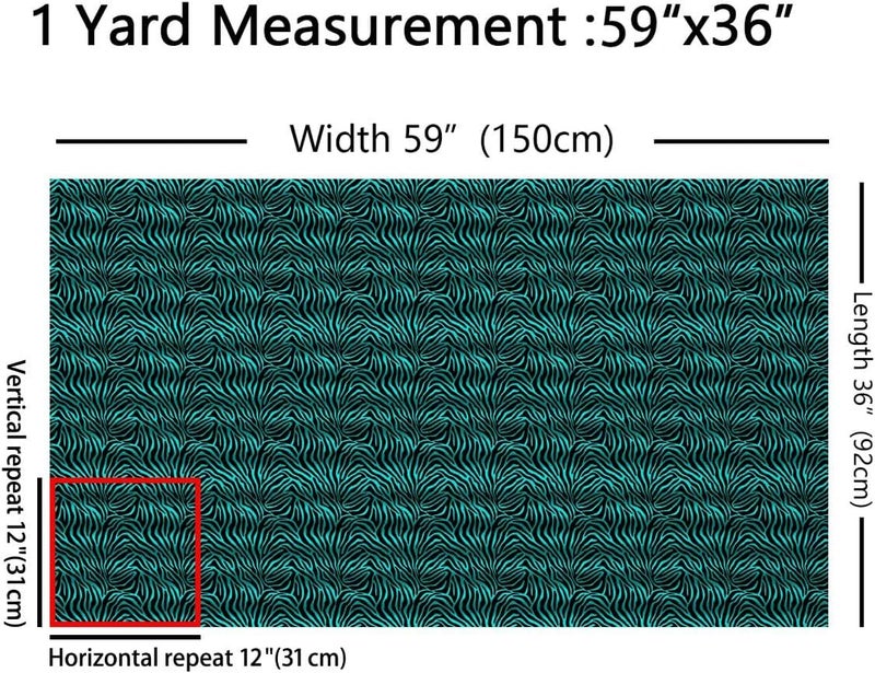 Erosebridal Zebra Stripes Fabric By the Yard Turquoise Black Zebra Print Upholstery Fabric for Teens Men Women Fashionable Animal Fur Decorative Fabrics Simple Geometric DIY Art,3 Yards - Image 2