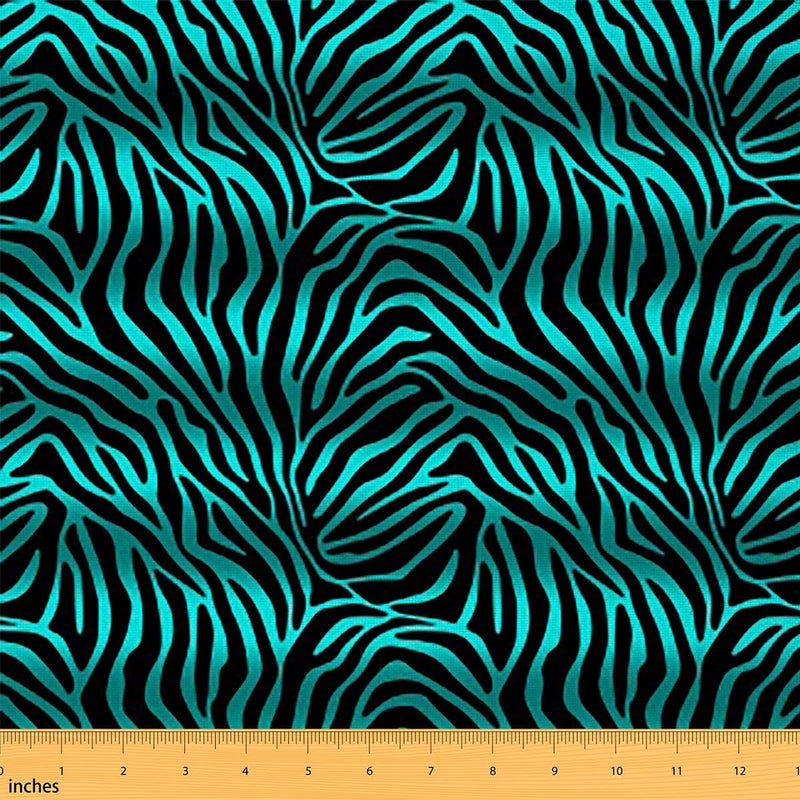 Erosebridal Zebra Stripes Fabric By the Yard Turquoise Black Zebra Print Upholstery Fabric for Teens Men Women Fashionable Animal Fur Decorative Fabrics Simple Geometric DIY Art,3 Yards - Image 1