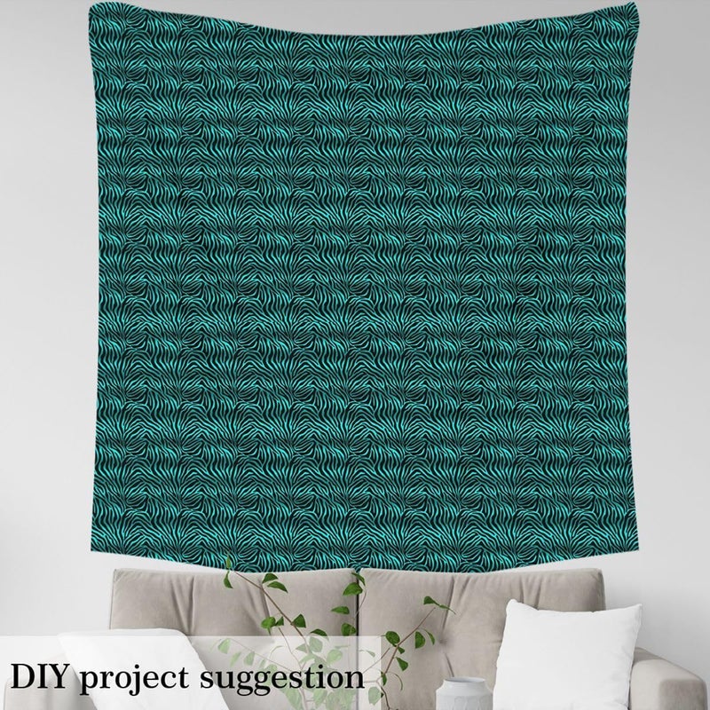 Erosebridal Zebra Stripes Fabric By the Yard Turquoise Black Zebra Print Upholstery Fabric for Teens Men Women Fashionable Animal Fur Decorative Fabrics Simple Geometric DIY Art,3 Yards - Image 3