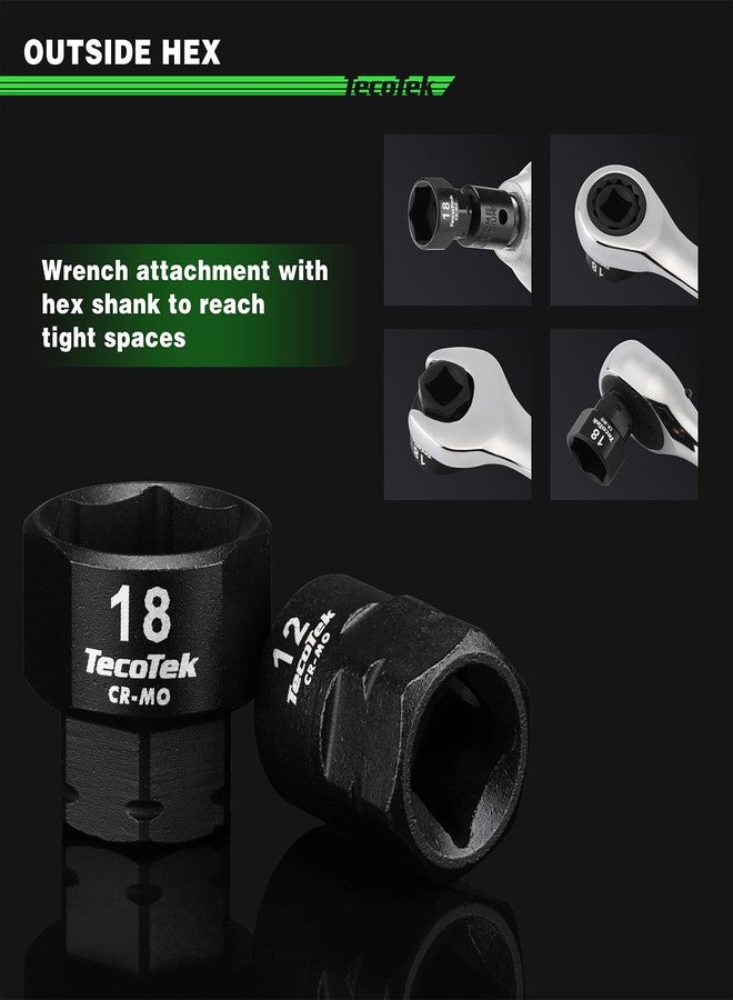 TecoTek 14-Piece 3/8-Inch Drive Metric Low Profile Impact Socket Set, 6mm-19mm, 6 Point, Cr-Mo, Shorter Socket for Tight Areas - Image 5