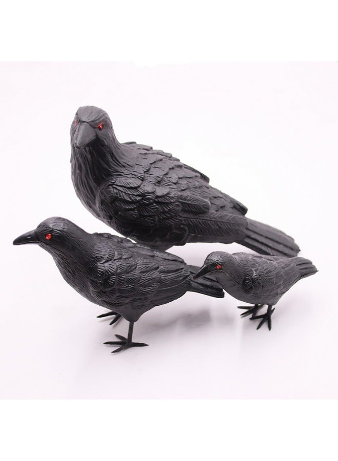 Loquat Simulation Crow Black Crow Decorations Shooting Props Garden Furniture Decoration Easter Wholesale-Dimensions:Plastic Crow Set Of 3 - Image 1