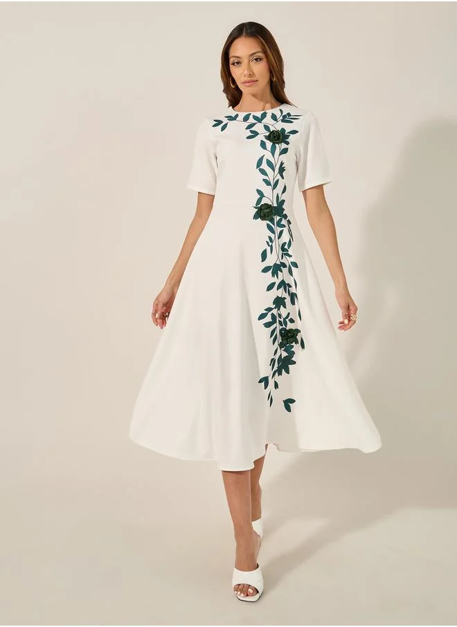 ستايلي Print Short Sleeves A-Line Midi Dress