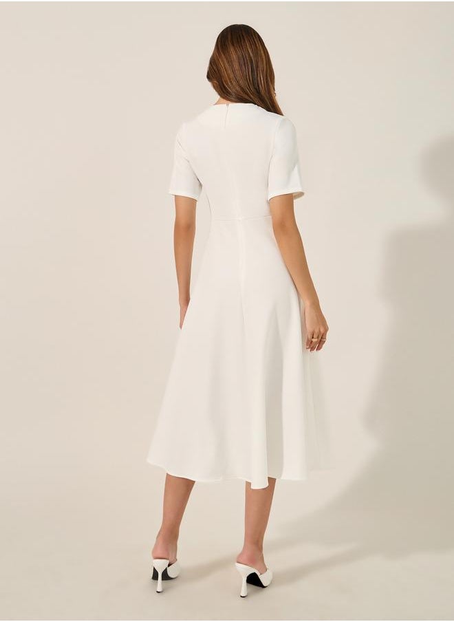 Styli Print Short Sleeves A-Line Midi Dress  - Image 5