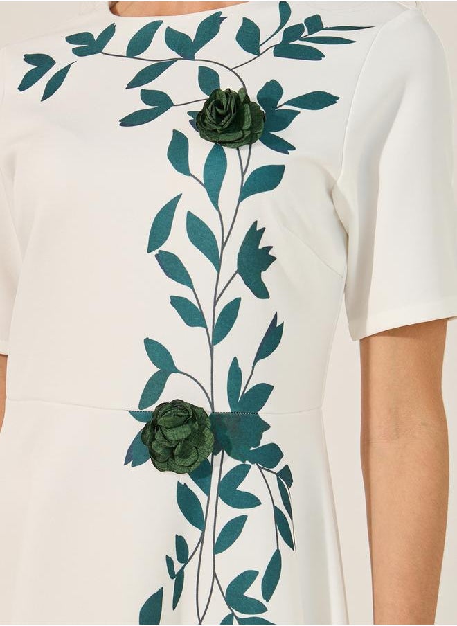 Styli Print Short Sleeves A-Line Midi Dress  - Image 4