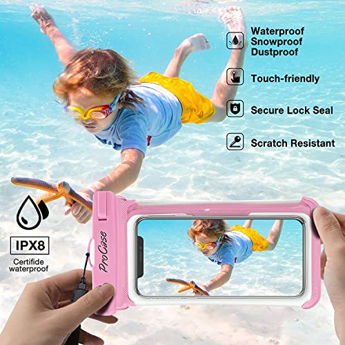 ProCase 2 Pack Waterproof Phone Pouch, Underwater Phone Case Up to 7", Dry Bag for iPhone 17 Air 16 15 14 13 Pro Plus Max, Galaxy S24 S23 S22 Ultra Pixel, Beach Essentials -Pink & Black - Image 3