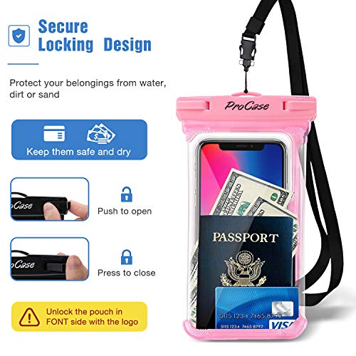 ProCase 2 Pack Waterproof Phone Pouch, Underwater Phone Case Up to 7", Dry Bag for iPhone 17 Air 16 15 14 13 Pro Plus Max, Galaxy S24 S23 S22 Ultra Pixel, Beach Essentials -Pink & Black - Image 5