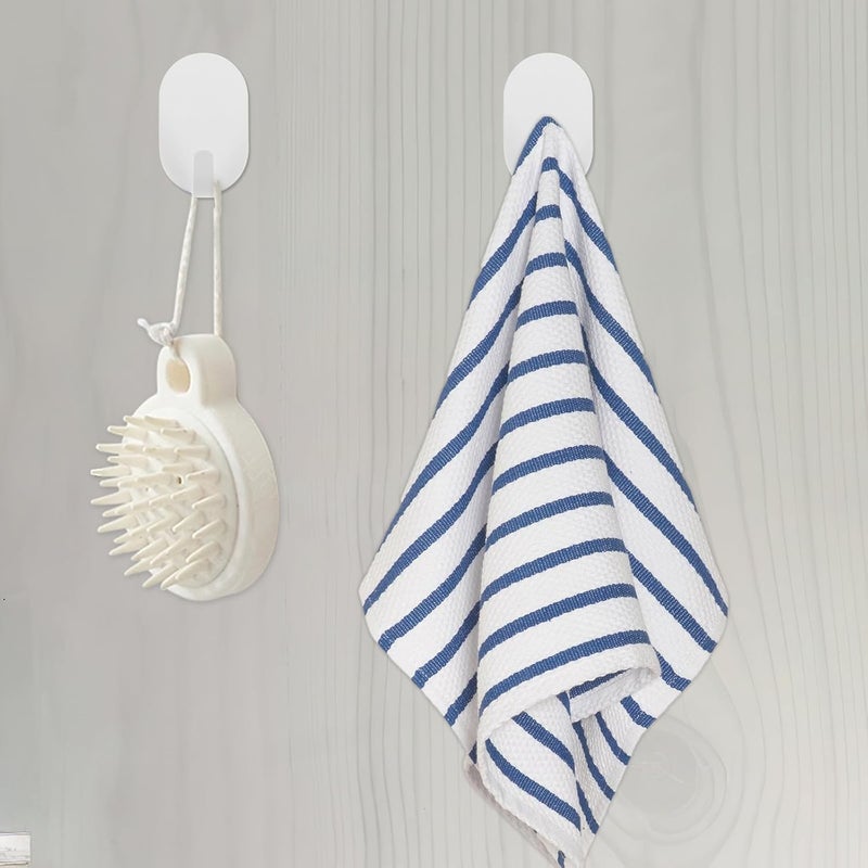 Healifty Self-Adhesive Stainless Steel Hooks Heavy Duty Metal Wall Hooks for Hanging Coats Hats Towels Robes in Bathroom Kitchen Bedroom, 10pcs White Finish - Image 5