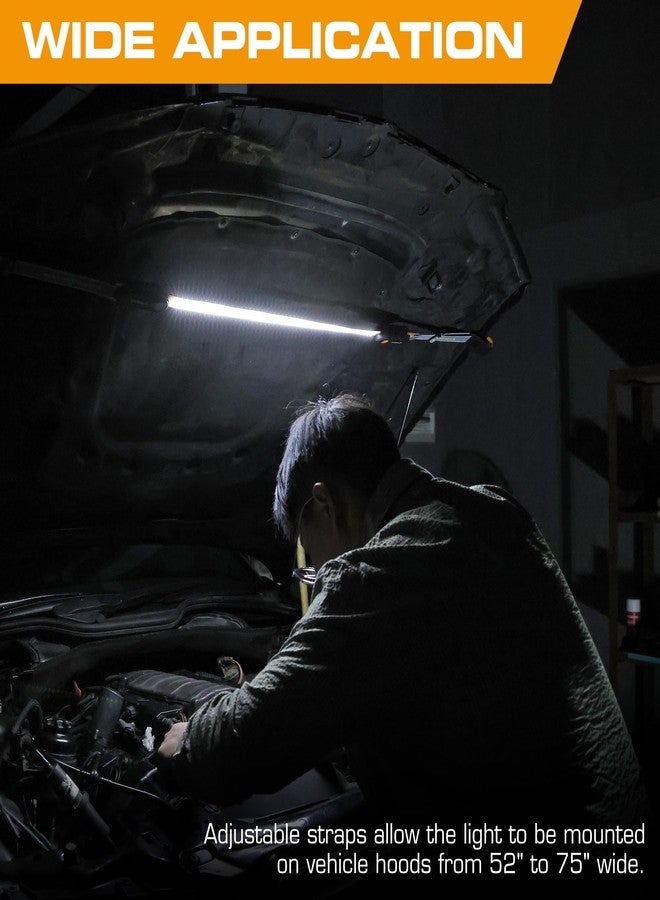 إيفربايت مصباح عمل قابل لإعادة الشحن من إيفر برايت، شريط إضاءة LED مغناطيسي يُثبّت أسفل غطاء المحرك، مثالي للميكانيكيين، بثلاثة أوضاع طاقة مع أحزمة وخطافات قابلة للتعديل، هدية مثالية للميكانيكيين والرجال وعشاق السيارات والمرائب. - Image 5